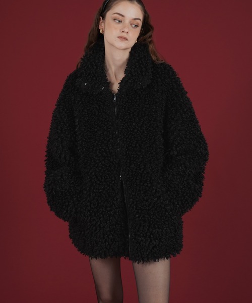 プードルボアオーバーサイズダブルジップブルゾン（ブルゾン）｜Mili