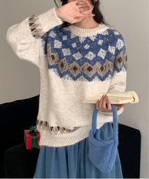 Maison Calme（メゾンカルム）の「【25年秋冬新作】ノルディック柄ニットプルオーバー（ニット/セーター）」