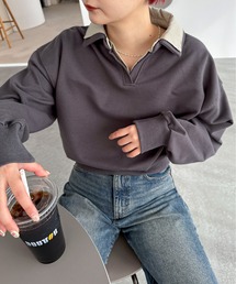 シャツレイヤードスウエット
