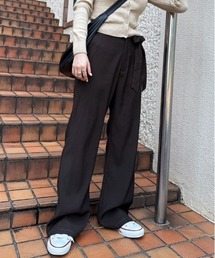 DOUBLE NAME | リボン付き配色ステッチフレアパンツ(その他パンツ)