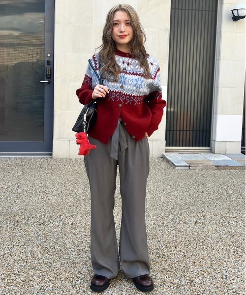 DOUBLE NAME（ダブルネーム）の「リボン付き配色ステッチフレアパンツ（その他パンツ・レディース・ブラウン/グレー・FREE）」の7枚目の写真