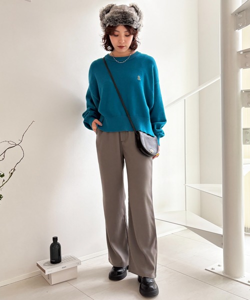 DOUBLE NAME（ダブルネーム）の「リボン付き配色ステッチフレアパンツ（その他パンツ・レディース・ブラウン/グレー・FREE）」の11枚目の写真