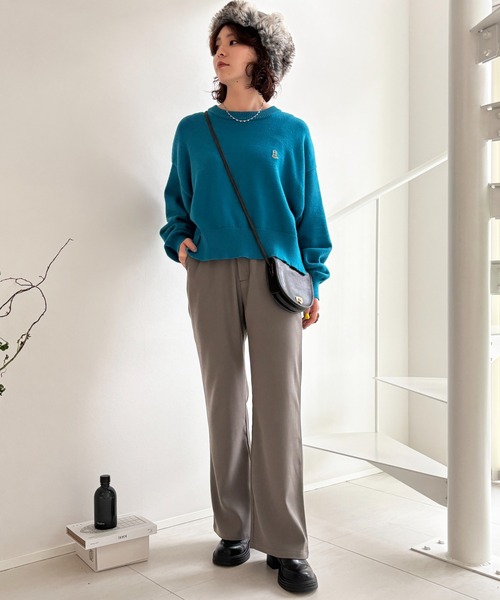 DOUBLE NAME（ダブルネーム）の「リボン付き配色ステッチフレアパンツ（その他パンツ・レディース・ブラウン/グレー・FREE）」の12枚目の写真