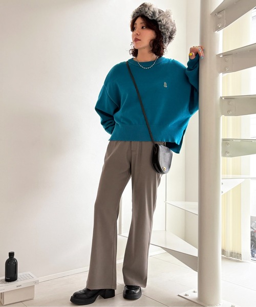 DOUBLE NAME（ダブルネーム）の「リボン付き配色ステッチフレアパンツ（その他パンツ・レディース・ブラウン/グレー・FREE）」の15枚目の写真