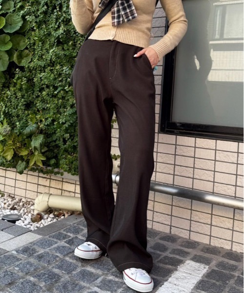 DOUBLE NAME（ダブルネーム）の「リボン付き配色ステッチフレアパンツ（その他パンツ・レディース・ブラウン/グレー・FREE）」の16枚目の写真