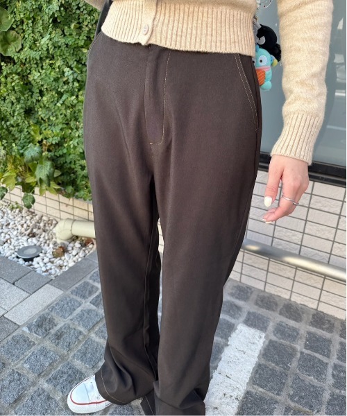 DOUBLE NAME（ダブルネーム）の「リボン付き配色ステッチフレアパンツ（その他パンツ・レディース・ブラウン/グレー・FREE）」の18枚目の写真