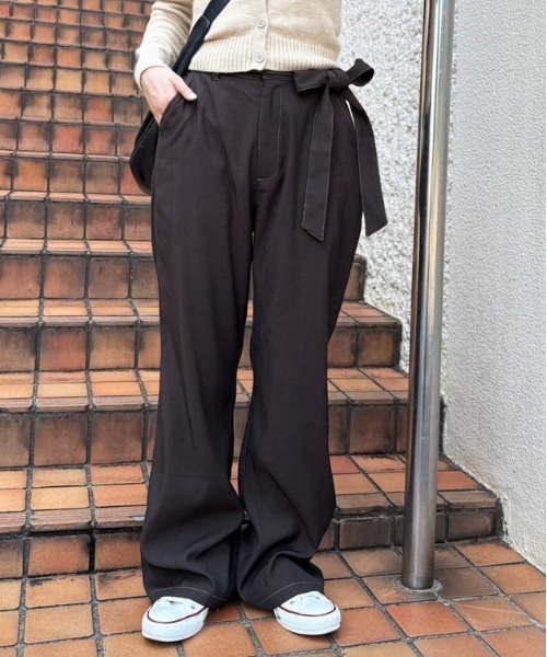 DOUBLE NAME（ダブルネーム）の「リボン付き配色ステッチフレアパンツ（その他パンツ・レディース・ブラウン/グレー・FREE）」の20枚目の写真
