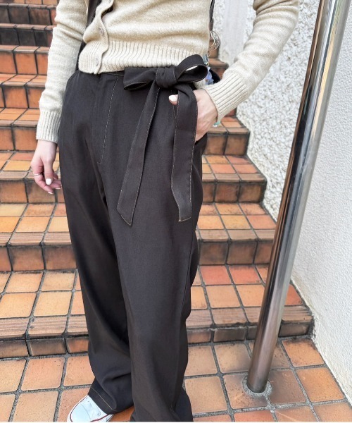 DOUBLE NAME（ダブルネーム）の「リボン付き配色ステッチフレアパンツ（その他パンツ・レディース・ブラウン/グレー・FREE）」の21枚目の写真