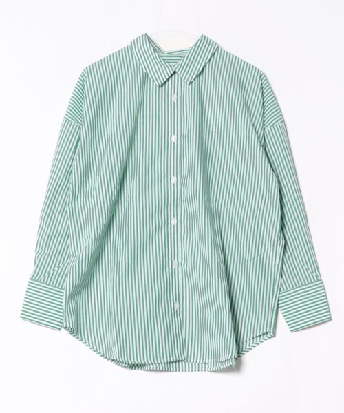 INTERPLANET（インタープラネット）の「ＴＣブロードストライプシャツ（シャツ/ブラウス・レディース・ブラック/ネイビー/グリーン/ブルー・FREE）」の2枚目の写真