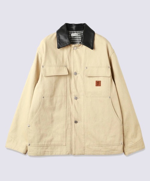 JieDa】LEATHER COLLAR FADE COVERALL（カバーオール）｜Jieda（ジエダ