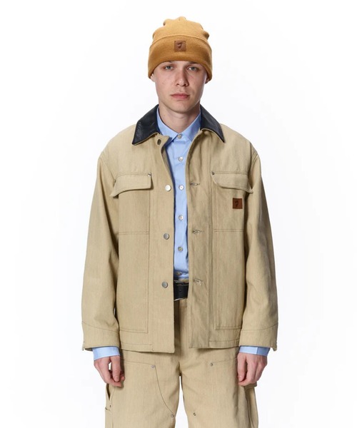 Jieda（ジエダ）の「【JieDa】LEATHER COLLAR FADE COVERALL（カバーオール・メンズ・ベージュ/ブラック・1/2）」の7枚目の写真