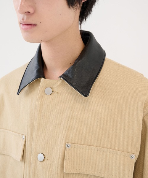 セール】【JieDa】LEATHER COLLAR FADE COVERALL（カバーオール