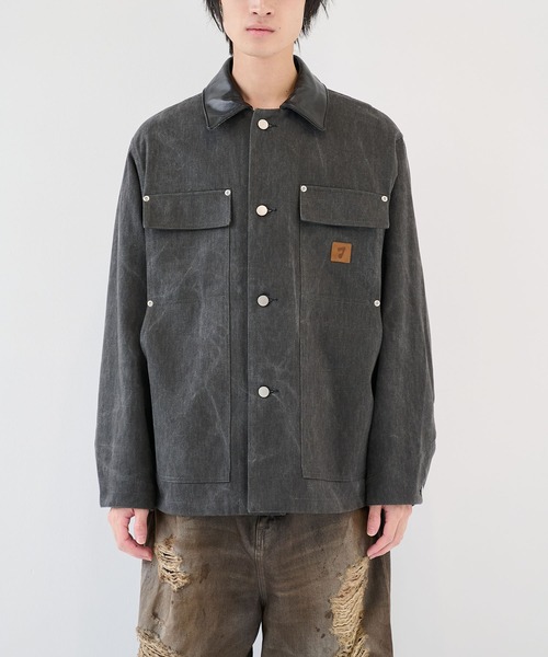 Jieda（ジエダ）の「【JieDa】LEATHER COLLAR FADE COVERALL（カバーオール・メンズ・ベージュ/ブラック・1/2）」の14枚目の写真