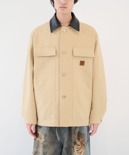 JieDa】LEATHER COLLAR FADE COVERALL（カバーオール）｜Jieda（ジエダ