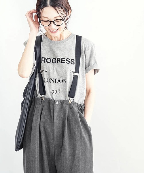 SOLAMONAT LARME（ソラモナラーム）の「ストライプサスペンダーパンツ（その他パンツ・レディース・ブラック/チャコール/グレー・38）」の3枚目の写真