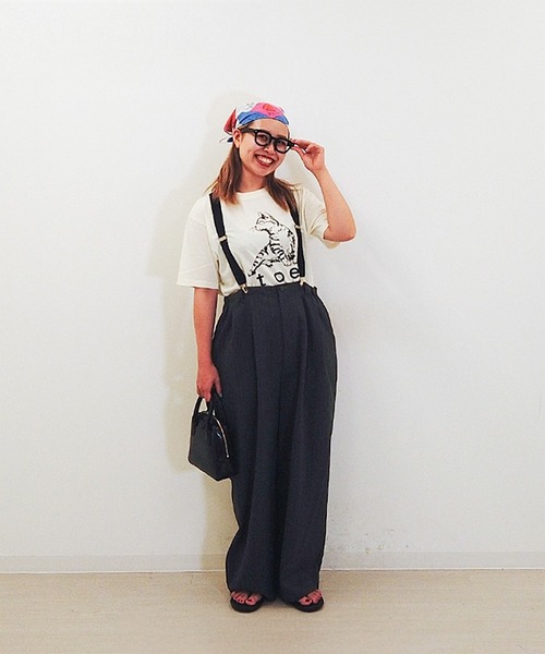 SOLAMONAT LARME（ソラモナラーム）の「ストライプサスペンダーパンツ（その他パンツ・レディース・ブラック/チャコール/グレー・38）」の6枚目の写真