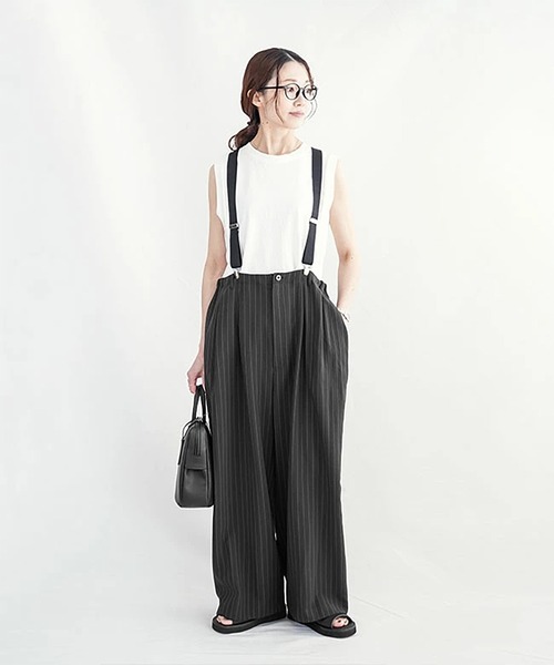 SOLAMONAT LARME（ソラモナラーム）の「ストライプサスペンダーパンツ（その他パンツ・レディース・ブラック/チャコール/グレー・38）」の5枚目の写真