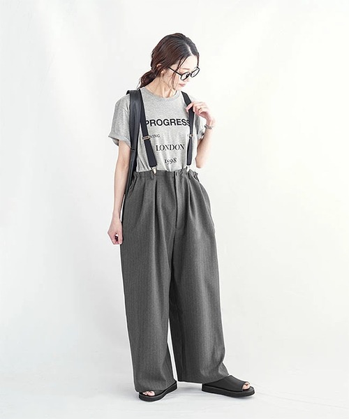 SOLAMONAT LARME（ソラモナラーム）の「ストライプサスペンダーパンツ（その他パンツ・レディース・ブラック/チャコール/グレー・38）」の8枚目の写真