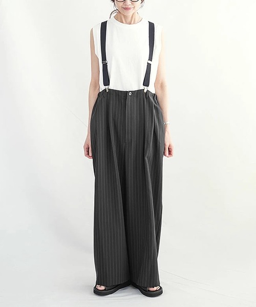 SOLAMONAT LARME（ソラモナラーム）の「ストライプサスペンダーパンツ（その他パンツ・レディース・ブラック/チャコール/グレー・38）」の14枚目の写真