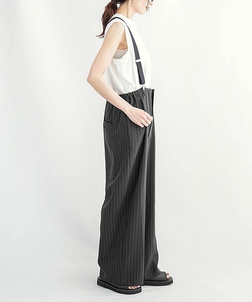 SOLAMONAT LARME（ソラモナラーム）の「ストライプサスペンダーパンツ（その他パンツ・レディース・ブラック/チャコール/グレー・38）」の15枚目の写真