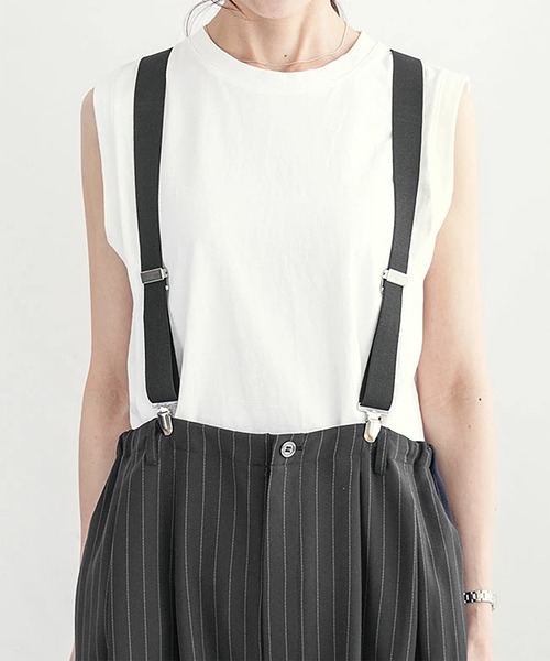 SOLAMONAT LARME（ソラモナラーム）の「ストライプサスペンダーパンツ（その他パンツ・レディース・ブラック/チャコール/グレー・38）」の17枚目の写真