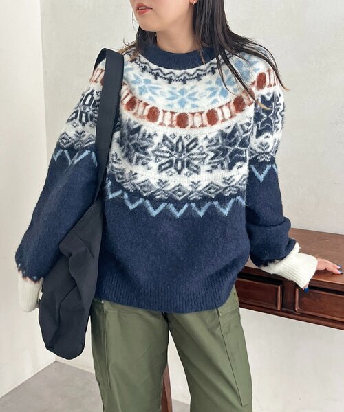 CPCM(シーピーシーエム)の「求心柄ニット(ニット/セーター・レディース・アイボリー/ブラウン/バーガンディー/ネイビー・FREE)」の1枚目の写真