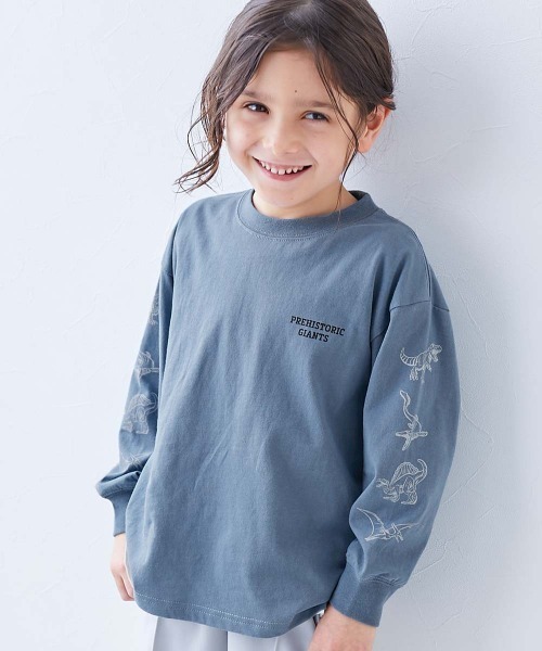 devirock（デビロック）の「綿100％ デビラボ BIGシルエット プリント袖リブ 長袖Tシャツ（Tシャツ/カットソー・キッズ・イエロー系その他3/ブラック系その他4/ホワイト系その他/グリーン系その他/ブルー系その他/グレー系その他2/グリーン系その他2/グレー系その他3/ブラック系その他/ブラック系その他3/オレンジ系その他/グレー系その他/イエロー系その他/ブルー系その他2/ブラック系その他2/ブルー系その他3・90cm/100cm/110cm/120cm/130cm/140cm/150cm/160cm）」の12枚目の写真