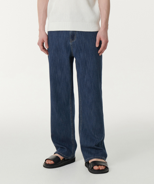 MUSINSA STANDARD（ムシンサスタンダード）の「リネンライクワイドデニムパンツ [ミディアムインディゴ]（デニムパンツ・メンズ・その他・26/27/28/29/30/31/32/34/38/42/36/33/40）」の2枚目の写真