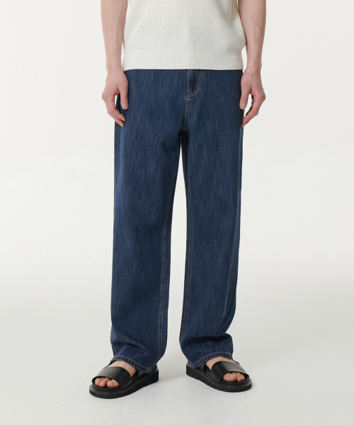 MUSINSA STANDARD（ムシンサスタンダード）の「リネンライクワイドデニムパンツ [ミディアムインディゴ]（デニムパンツ・メンズ・その他・26/27/28/29/30/31/32/34/38/42/36/33/40）」の3枚目の写真