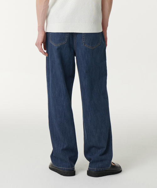 MUSINSA STANDARD（ムシンサスタンダード）の「リネンライクワイドデニムパンツ [ミディアムインディゴ]（デニムパンツ・メンズ・その他・26/27/28/29/30/31/32/34/38/42/36/33/40）」の4枚目の写真