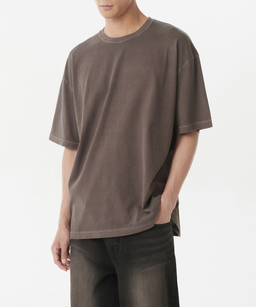 MUSINSA STANDARD（ムシンサスタンダード）の「ピグメントオーバーサイズクルーネックTシャツ[ブラウン]（Tシャツ/カットソー・メンズ・その他・XX-LARGE/XXX-LARGE/SMALL/MEDIUM/LARGE/X-LARGE）」の6枚目の写真