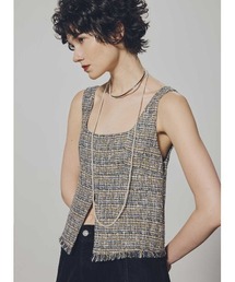 ツイードフロントスリットビスチェ