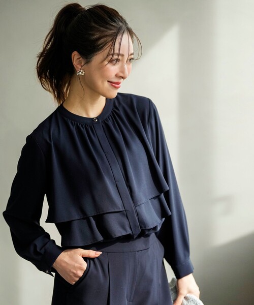 ANY SIS（エニィスィス）の「ノーブルジョーゼット ブラウス（シャツ/ブラウス・レディース・アイボリー系/ネイビー系・MEDIUM）」の8枚目の写真