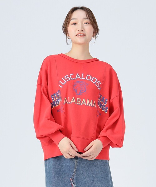 BEAMS HEART(ビームスハート)の「リメイク風 プリント プルオーバー(スウェット・レディース・レッド/ホワイト系その他5/チャコールグレー・FREE)」の1枚目の写真