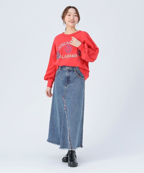 BEAMS HEART(ビームスハート)の「リメイク風 プリント プルオーバー(スウェット・レディース・レッド/ホワイト系その他5/チャコールグレー・FREE)」の6枚目の写真