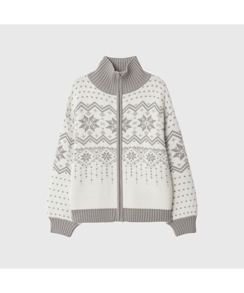 Lavina Cowichan Zip Up Knit_Ivory
