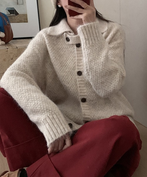 gossip!ロサンゼルス(ゴシップロサンゼルス)の「YUGA セーターカーディガン ニットトップス(カーディガン/ボレロ・レディース・オフホワイト/グリーン・FREE)」の5枚目の写真