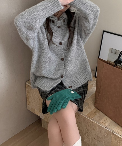 gossip!ロサンゼルス(ゴシップロサンゼルス)の「YUGA セーターカーディガン ニットトップス(カーディガン/ボレロ・レディース・オフホワイト/グリーン・FREE)」の13枚目の写真
