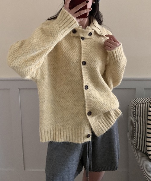 gossip!ロサンゼルス(ゴシップロサンゼルス)の「YUGA セーターカーディガン ニットトップス(カーディガン/ボレロ・レディース・オフホワイト/グリーン・FREE)」の18枚目の写真