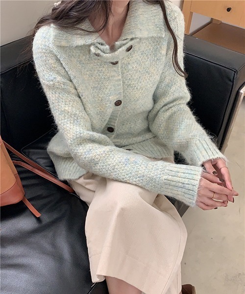 gossip!ロサンゼルス(ゴシップロサンゼルス)の「YUGA セーターカーディガン ニットトップス(カーディガン/ボレロ・レディース・オフホワイト/グリーン・FREE)」の10枚目の写真