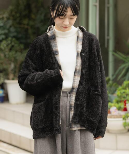 EKAL(エカル)の「OCTAカーディガンジャケット(カーディガン/ボレロ・レディース・チャコールグレー/ブラック・ONE)」の4枚目の写真