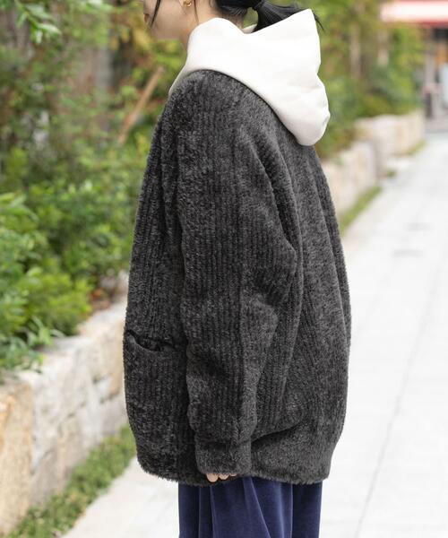 EKAL(エカル)の「OCTAカーディガンジャケット(カーディガン/ボレロ・レディース・チャコールグレー/ブラック・ONE)」の16枚目の写真