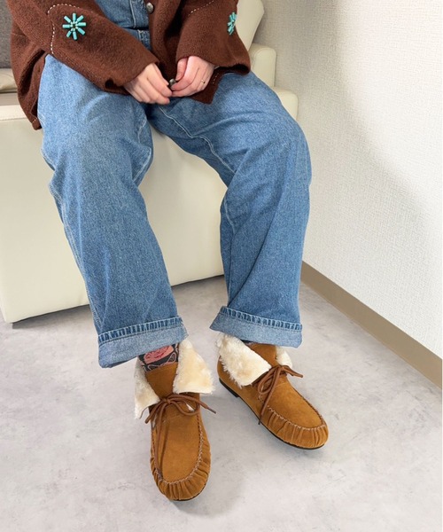 lus.(ラスドット)の「lus. ファーモカシンショートブーツ(ブーツ・レディース・キャメル/ベージュ・S/M/L/LL)」の10枚目の写真