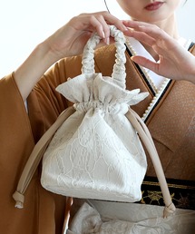 utatane（ウタタネ）の「巾着バッグ レザー調コード utatane 日本製 レース（ハンドバッグ）」