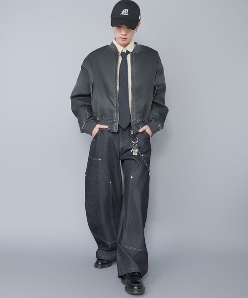 SPINNS（スピンズ）の「短丈MA-1ブルゾン/ヴィンテージライク加工/ユニセックス（MA-1・メンズ・グレー/ブラック/カーキ・ONESIZE）」の5枚目の写真