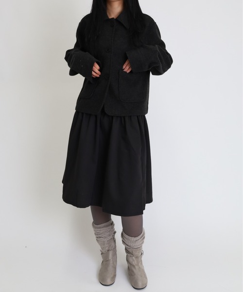 Vini（ヴィニ）の「スエードタッチ ルーズシルエット ショートブーツ（ブーツ・レディース・ダークブラウン/ブラック/グレー・MEDIUM）」の17枚目の写真