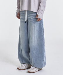 Denim sweat balloon pants (light blue)