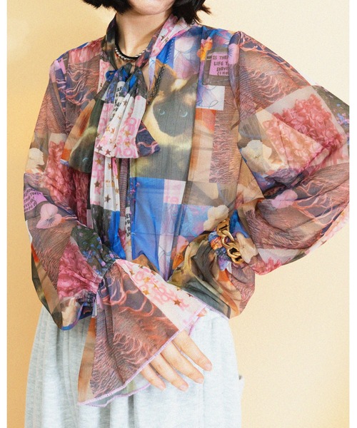 MIDVEIN（ミッドヴェイン）の「Original print bow tie tops（シャツ/ブラウス・レディース・マルチ・FREE）」の2枚目の写真