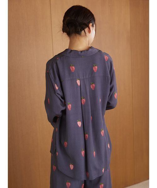 ストロベリー柄ツイルシャツ（ルームウェア/パジャマ）｜gelato pique