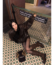 BLACKPURPLE（ブラックパープル）の「ラスクストラップスラウチドブーツ Rusk Strap Slouched Boots_Browm（ブーツ）」